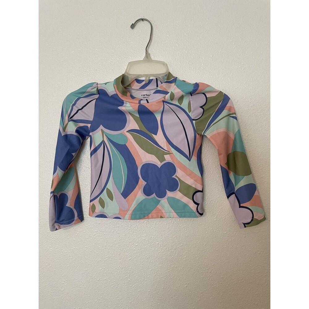 Carter's Just One You Girls 5T Rash guard Swim Top Floral print Long sleeve